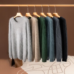 云朵拉绒！口碑福利款 无缝100纯山羊绒衫男秋冬圆领针织打底衫