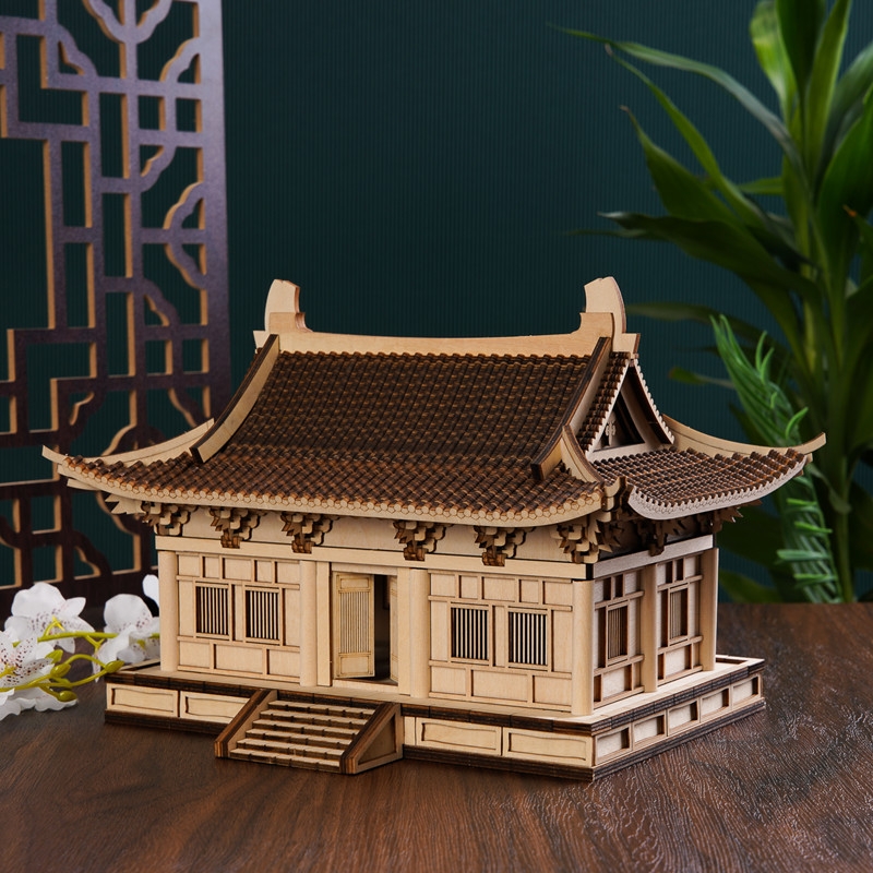 古建筑diy礼物榫卯结构积木拼图益智玩具手工制作创意摆件装饰