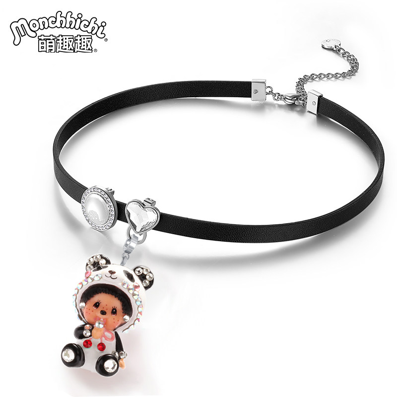 Monchhichi/萌趣趣项圈短款皮绳颈带日韩网红chocker脖颈项链N130