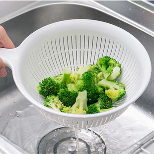 大捞面勺 日本进口洗菜篮塑料沥水篮双层果盆 捞饺子勺