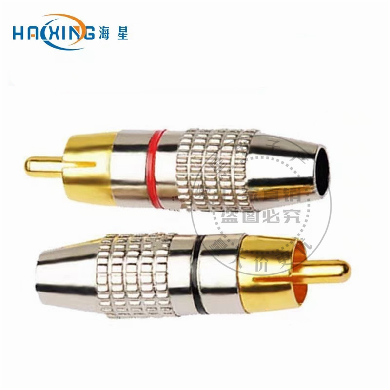 免焊镀金rca莲花头插头音响接头音频线av线专业音箱喇叭配