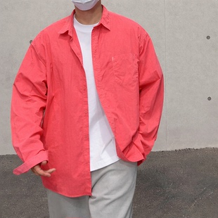 福利秒杀韩国代购男装直播ALIVE阔版水洗春季设计师宽松衬衫外套