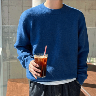 MRDONG韩国男装代购LOGAN高品意大利面料14色休闲圆领针织衫毛衣