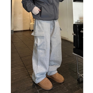 韩国代购男女福利秒杀SENNE强推重工口袋抓绒可束脚900g休闲卫裤