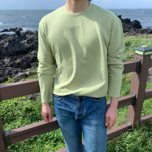 韩国代购男装福利秒杀LAINE薅羊毛王炸弹力棉重工高品春季长袖T恤