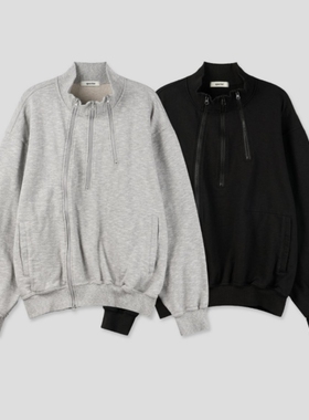 MRDONG韩国代购男装重工气质小众机能立领双拉链宽松夹克设计外套