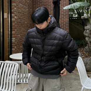 MRDONG韩国男装代购高档鸭绒经典排骨纹理压线连帽羽绒服夹克外套