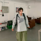 直播男女福利秒杀 two rabbit 韩国代购 撞色V领设计师街头长袖 T恤