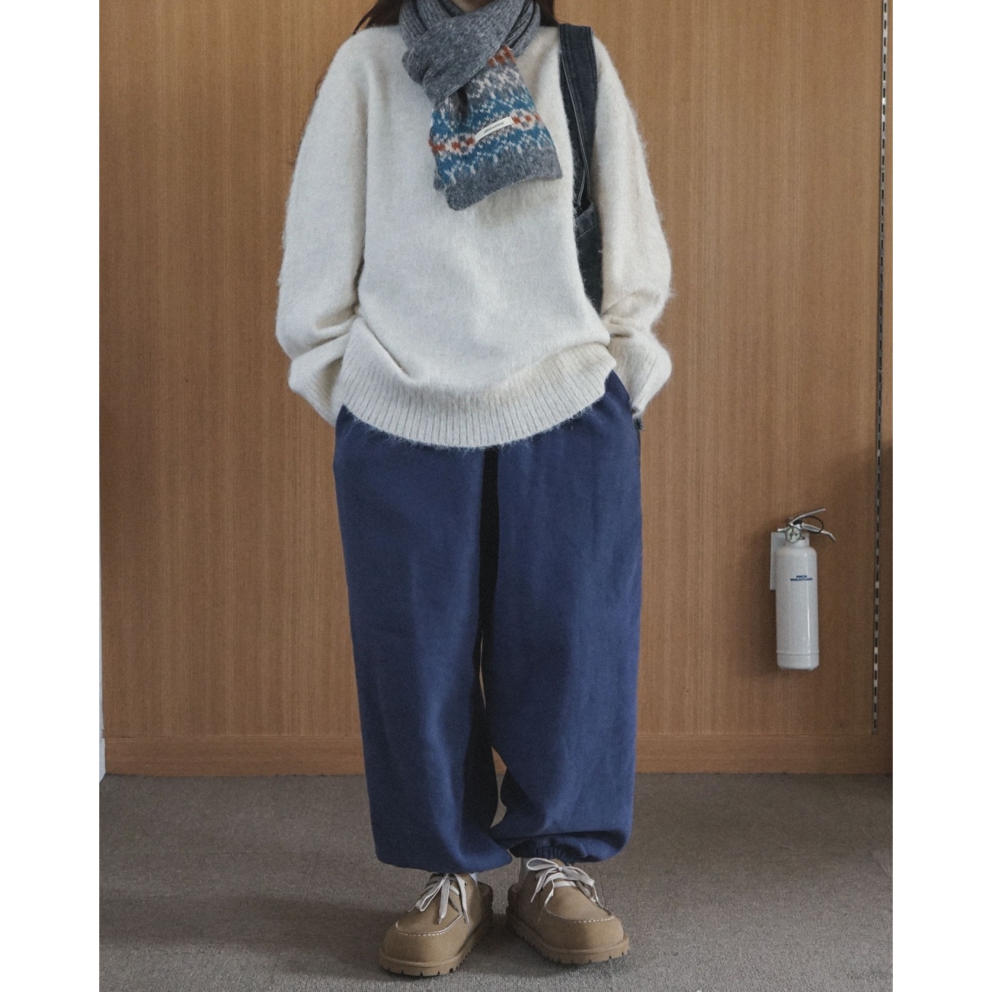 MRDONG韩国代购男女款羊驼毛混纺高品绒感纯色圆领宽松针织衫毛衣