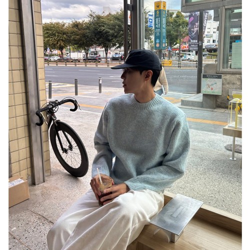 韩国男装高档混羊毛气质蓬松毛衣