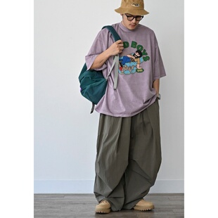 MRDONG韩国代购男女复古做旧印花宽版短袖街头艺术感潮流个性宽松
