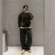 男装 撞色口袋加绒宽版 休闲长裤 MRDONG韩国代购 套装 拼接保暖卫衣