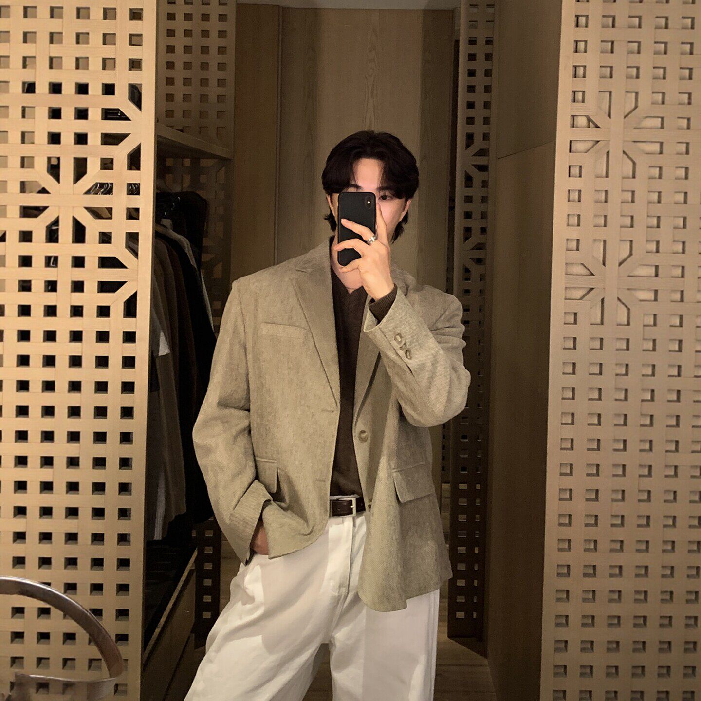 MRDONG韩国代购东大门男装DEEF双粒扣秋冬灯芯绒高档西装夹克外套