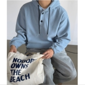 韩国代购 直播男女福利秒杀 RATO羊羔毛连帽减龄纽扣设计师高品卫衣