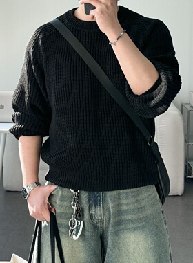 MRDONG韩国代购男装铬染色罗纹针织毛衣宽松廓形柔软气质内搭上衣