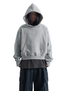 MRDONG韩国代购男女重磅短款连帽卫衣宽松落肩慵懒街头上衣设计师