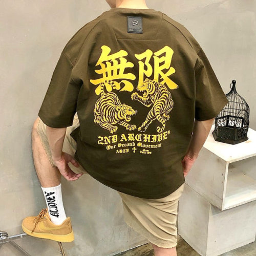 韩国代购无限白虎印花阔版短袖T