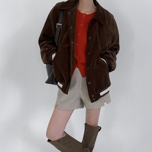 stage高品男女压线设计夹棉秋冬帅气夹克外套 直播 韩国代购