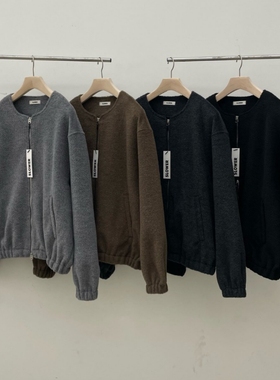 MRDONG韩国代购男装slower羊毛拉绒拉链外套宽松保暖简约百搭冬季