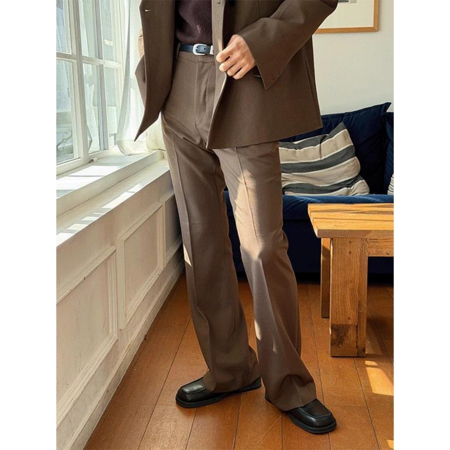 MRDONG韩国男装代购简约设计师秋冬设计师经典显瘦长直筒休闲西裤