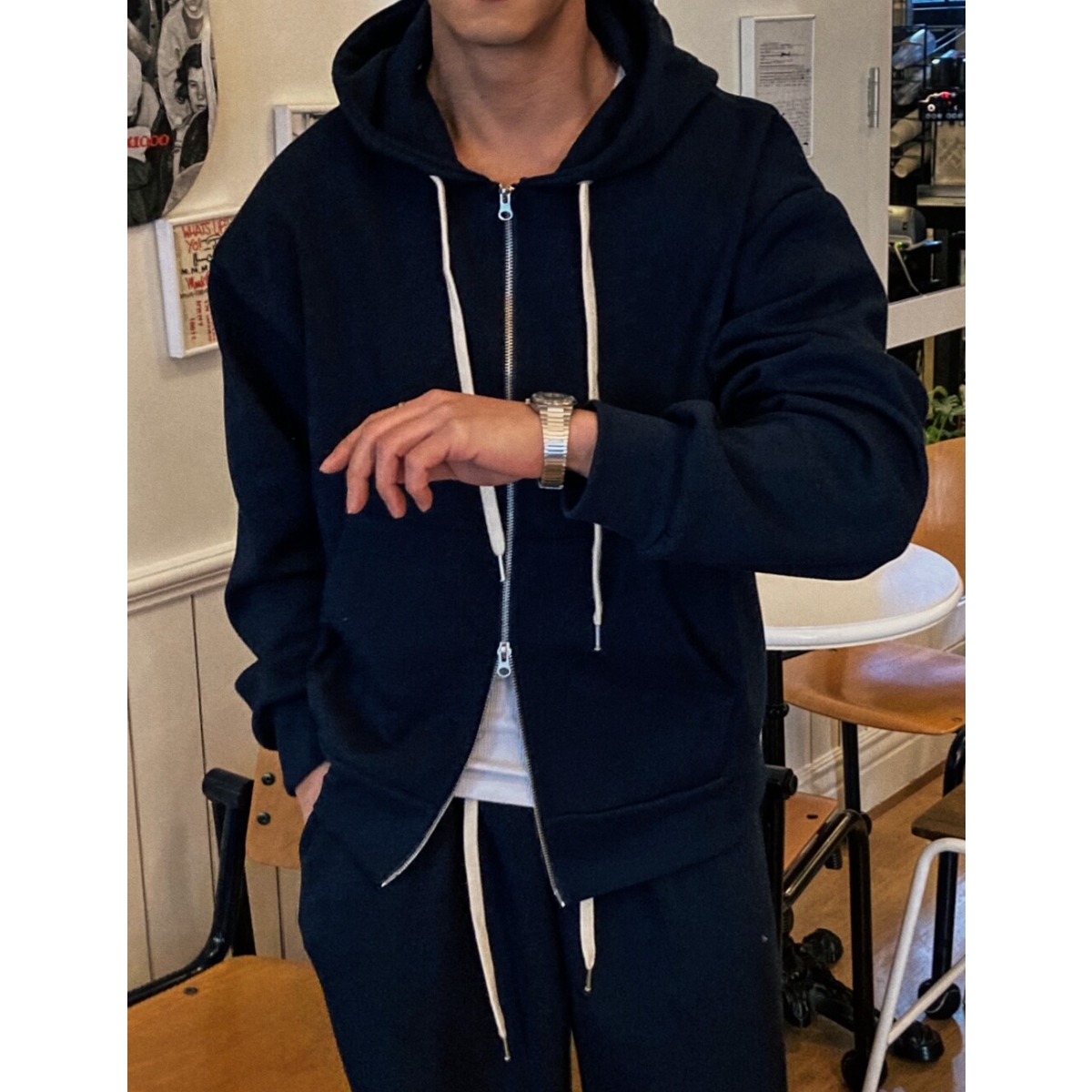 韩国男装高品双向拉链经典款外套