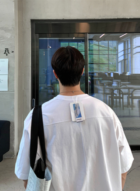 MRDONG韩国男装代购LAINE重磅高品冷感USA棉背后拼接宽松短袖T恤