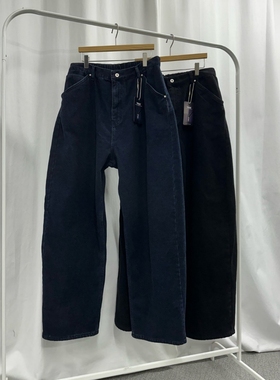 MRDONG韩国代购男装MODEN弧形宽松直筒牛仔厚实修饰腿型休闲裤