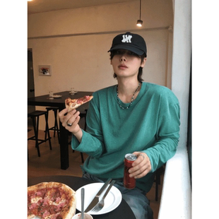 MRDONG韩国代购东大门男装夏季珠地长袖T恤透气柔软百搭宽松防晒