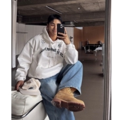 福利秒杀 韩国代购 男装 COMMA复合棉重工涂鸦小众设计师连帽卫衣