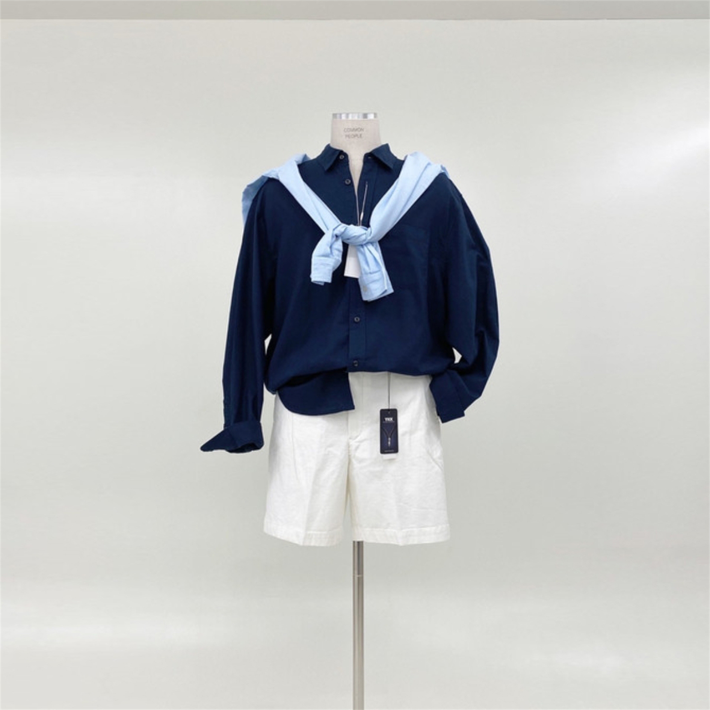 MRDONG韩国男装代购高档亚麻夏季薄款轻熟简约单口袋宽松长袖衬衫