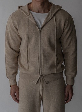 MRDONG韩国代购男装LOGAN针织连帽拉链上衣宽松轮廓冬季外套