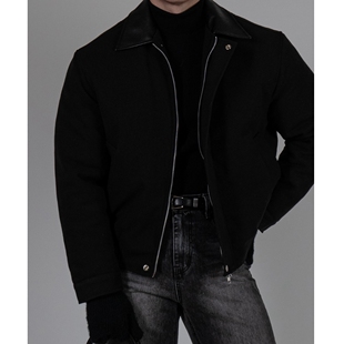 韩国代购男装福利秒杀福利秒杀TALE重工羊毛皮领设计棉夹克外套