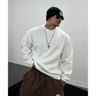 MRDONG韩国代购男装简约抓绒款式圆领长袖打底上衣冬季T恤百搭