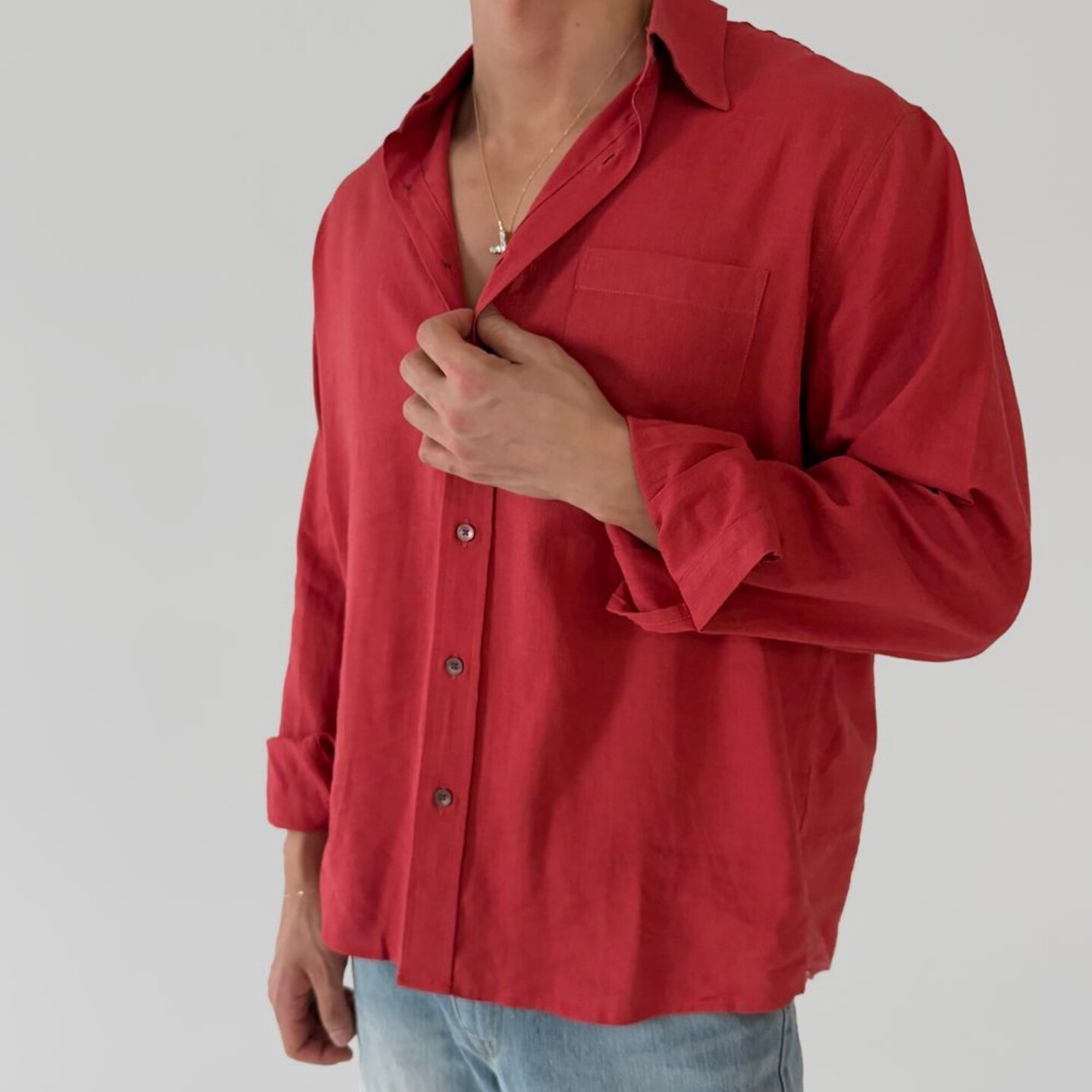 MRDONG韩国代购东大门男装普雷斯顿亚麻衬衫夏季松弛慵懒文艺防晒