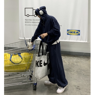 压线拼接双掐褶潮流高品质阔腿可束脚休闲卫裤 MRDONG韩国男装 代购