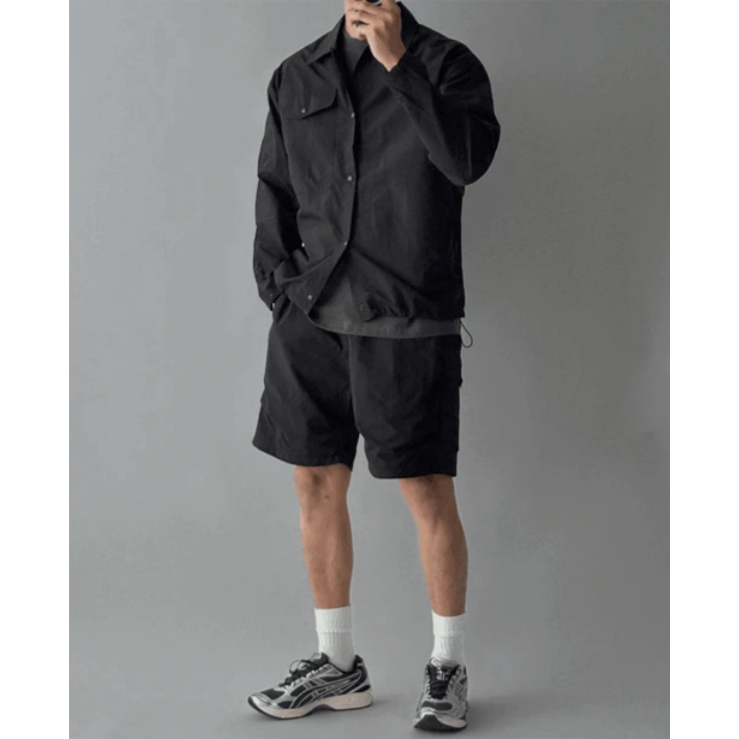 MRDONG韩国代购男装风感尼龙衬衫短裤套装轻奢工装机能感新款夏季