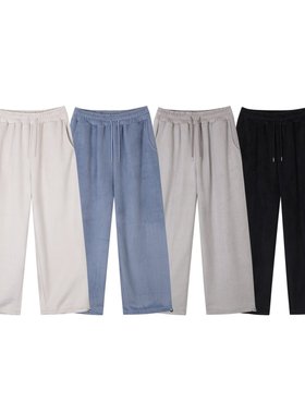 韩国代购直播Grab摇粒绒亲肤可束脚宽松高品秋冬男女直筒休闲卫裤