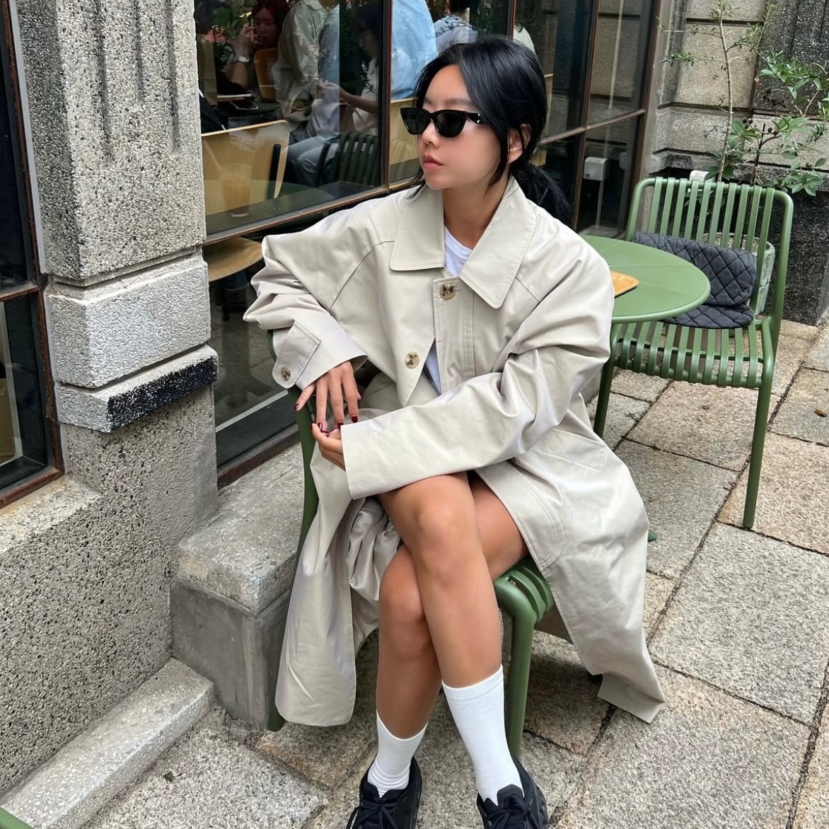 福利秒杀韩国代购直播UNC高档男女长款设计师翻领插肩袖风衣外套