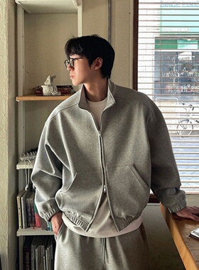 MRDONG韩国代购男装半拉链高领短款宽松廓形重工机能设计卫衣外套