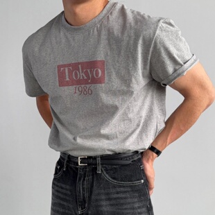 MRDONG韩国代购男装设计师小众高品短袖修身圆领潮流男T恤夏日系