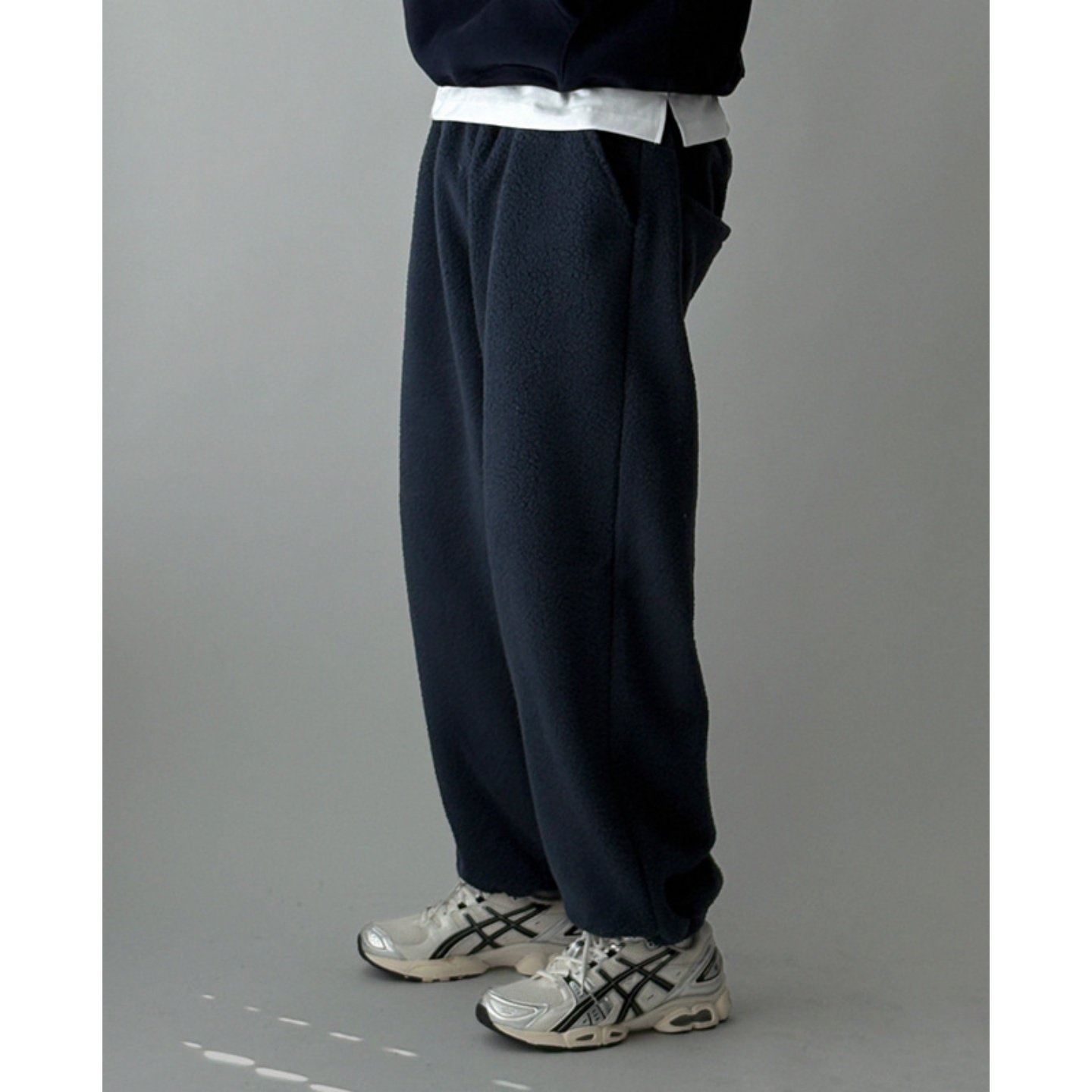 MRDONG韩国代购男装高密摇粒绒加绒阔腿宽松束脚卫裤冬季廓形设计,男装,休闲裤,淘宝优惠券,粉丝福利购,淘宝优惠卷