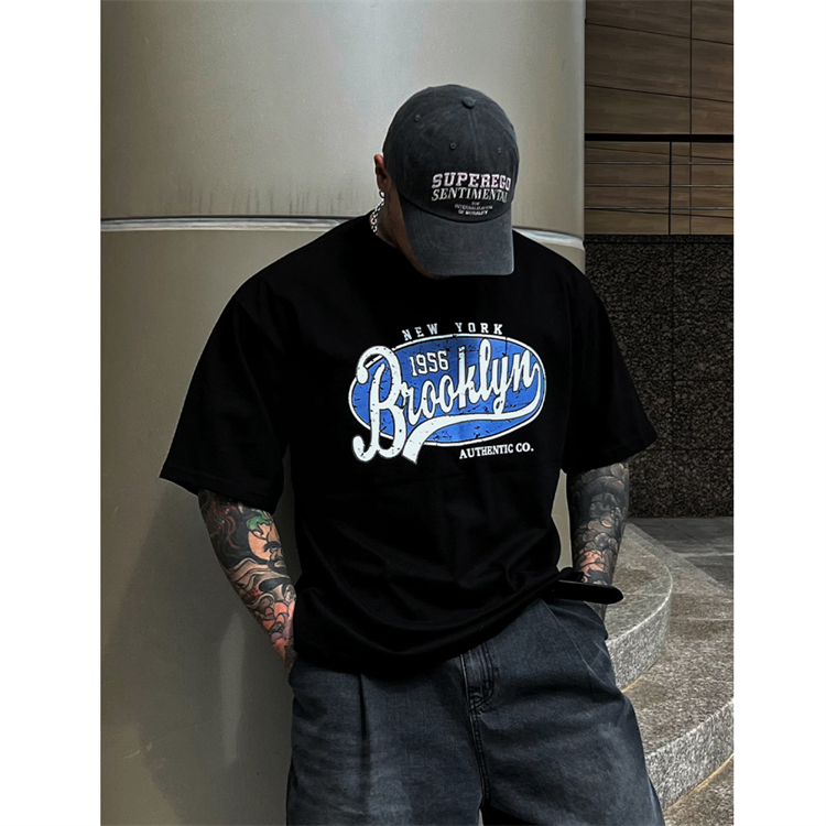 MRDONG韩国男装代购Brooklyn复古斑驳印花街头设计感宽松短袖T恤-封面