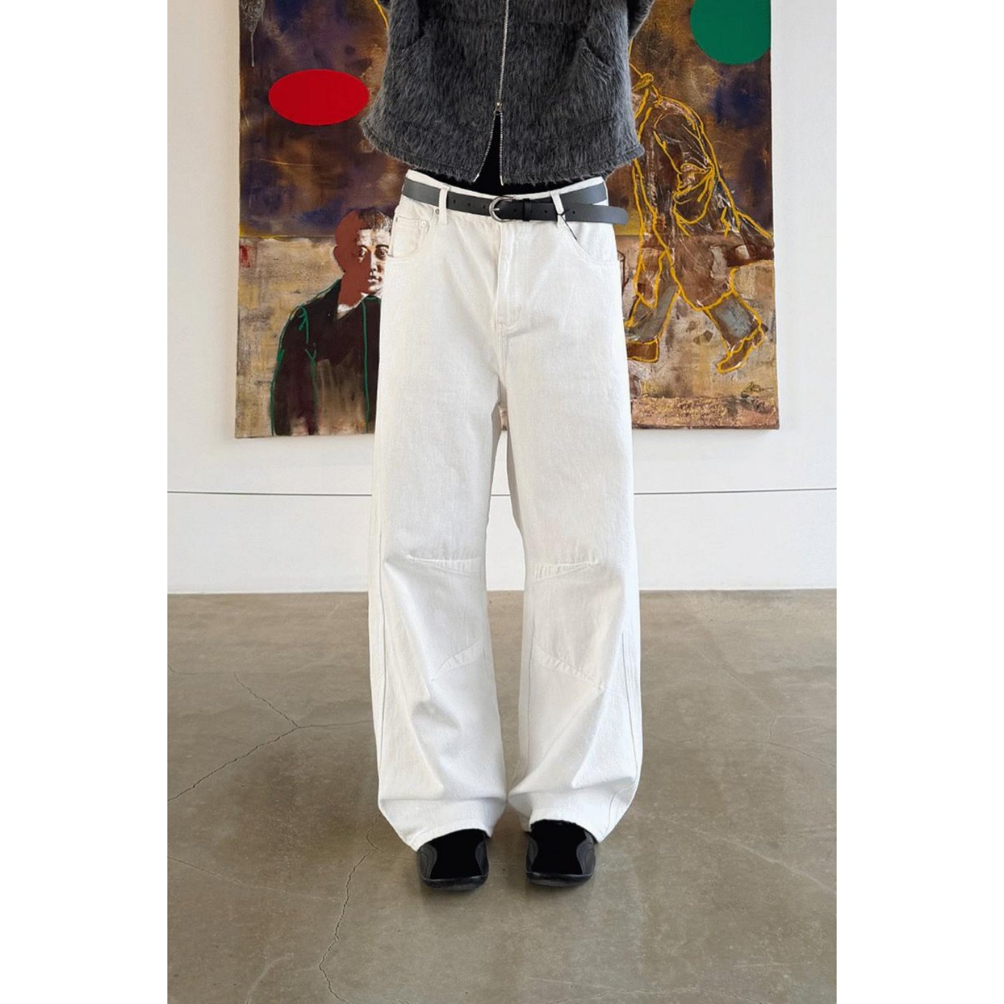 MRDONG韩国代购男装白色高腰立体褶线气球休闲牛仔裤显瘦廓形设计,男装,休闲裤,淘宝优惠券,粉丝福利购,淘宝优惠卷