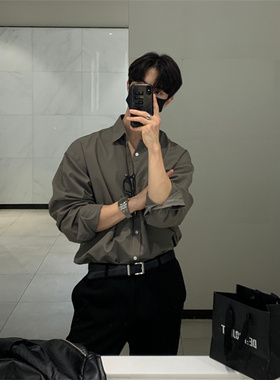 MRDONG东大门韩国男装代购免烫长袖衬衫秋冬基本款韩版宽松阔版