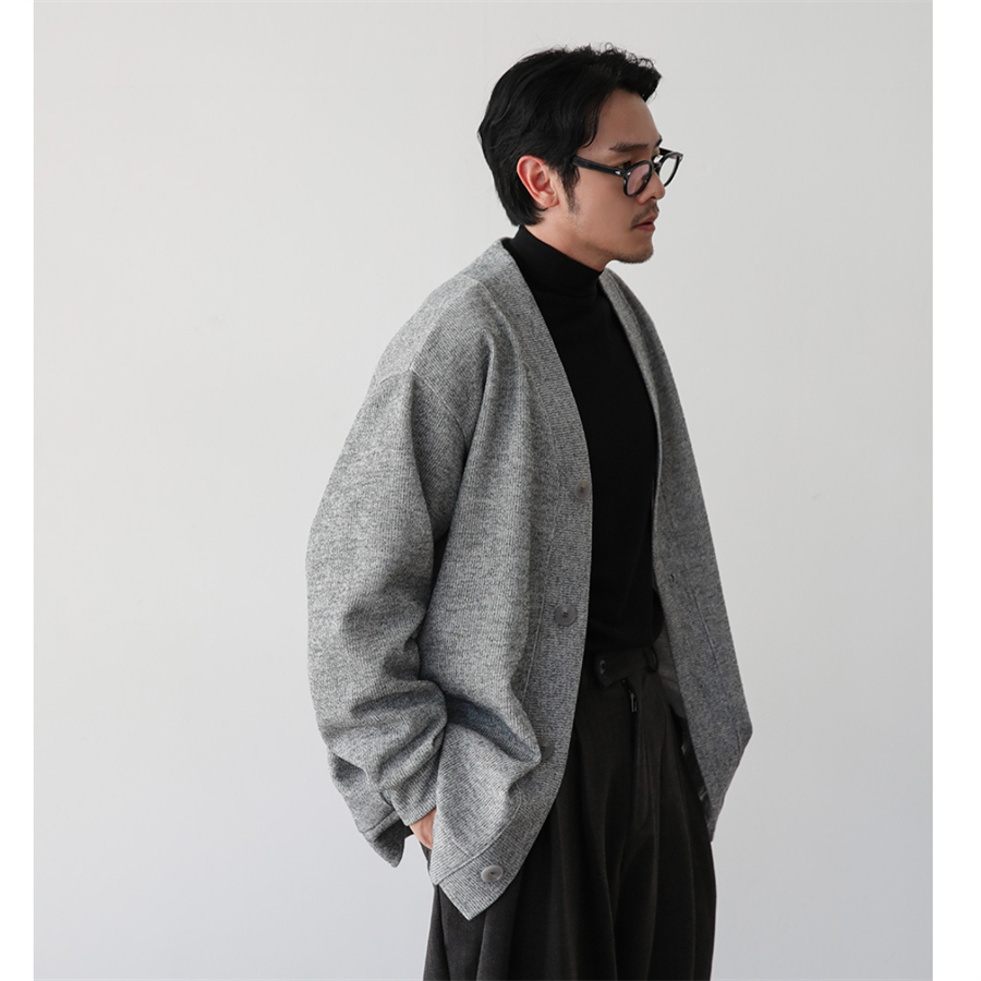 韩国男装慵懒风休闲V领针织开衫