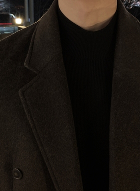 MRDONG韩国代购男装LAINE简约半高领粗针版型宽松休闲针织毛衣