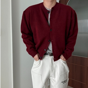 设计感休闲系扣针织开衫 高品cropped短款 外套 代购 MRDONG韩国男装