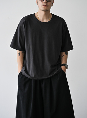 MRDONG韩国代购男装光感纯色基础圆领短袖T恤内搭简约宽松潮流