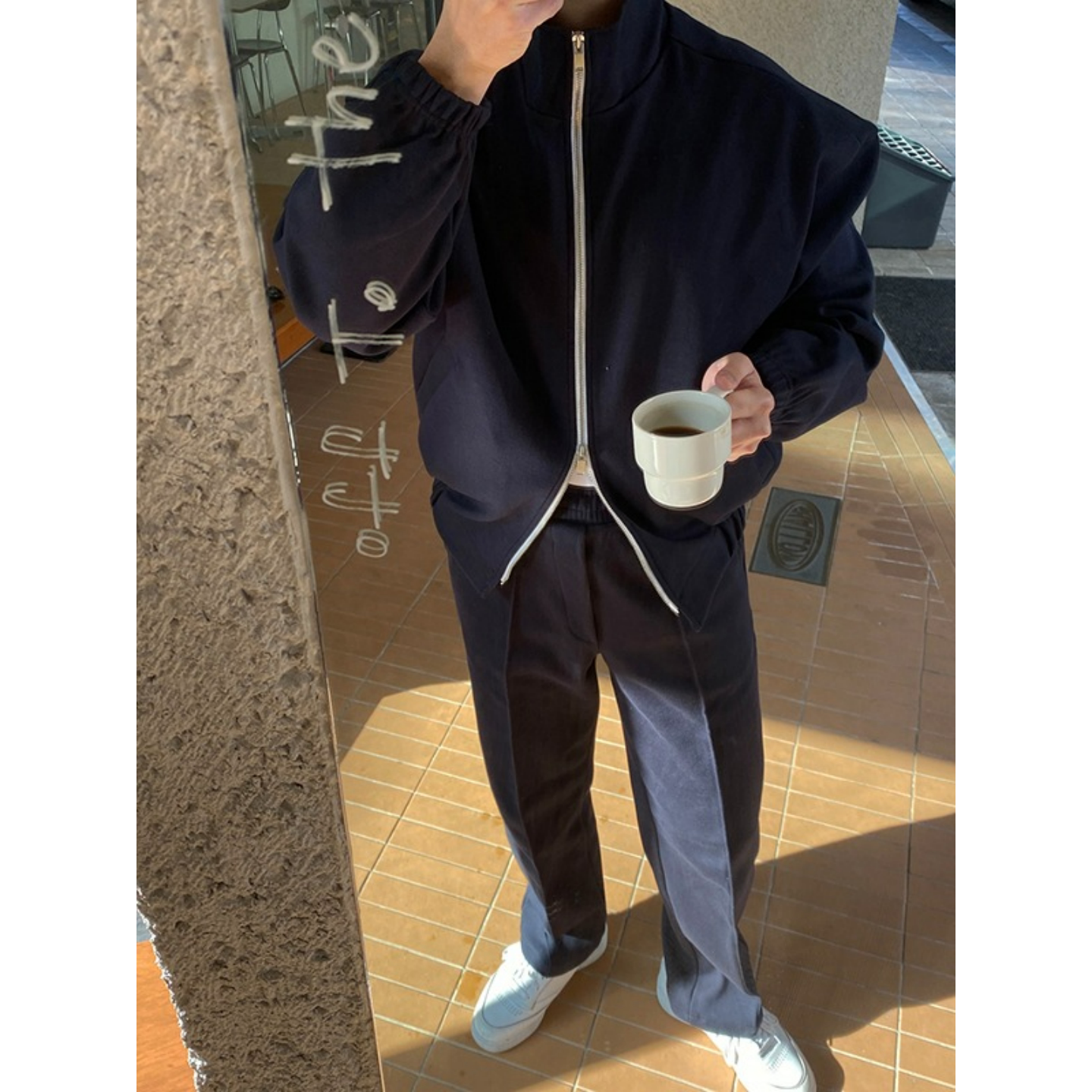 MRDONG韩国代购男装春信号系列直筒运动休闲长裤垂坠线条高级感款