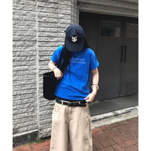 MRDONG韩国代购东大门男女字母克罗普圆领短袖T恤叠穿高密棉感款